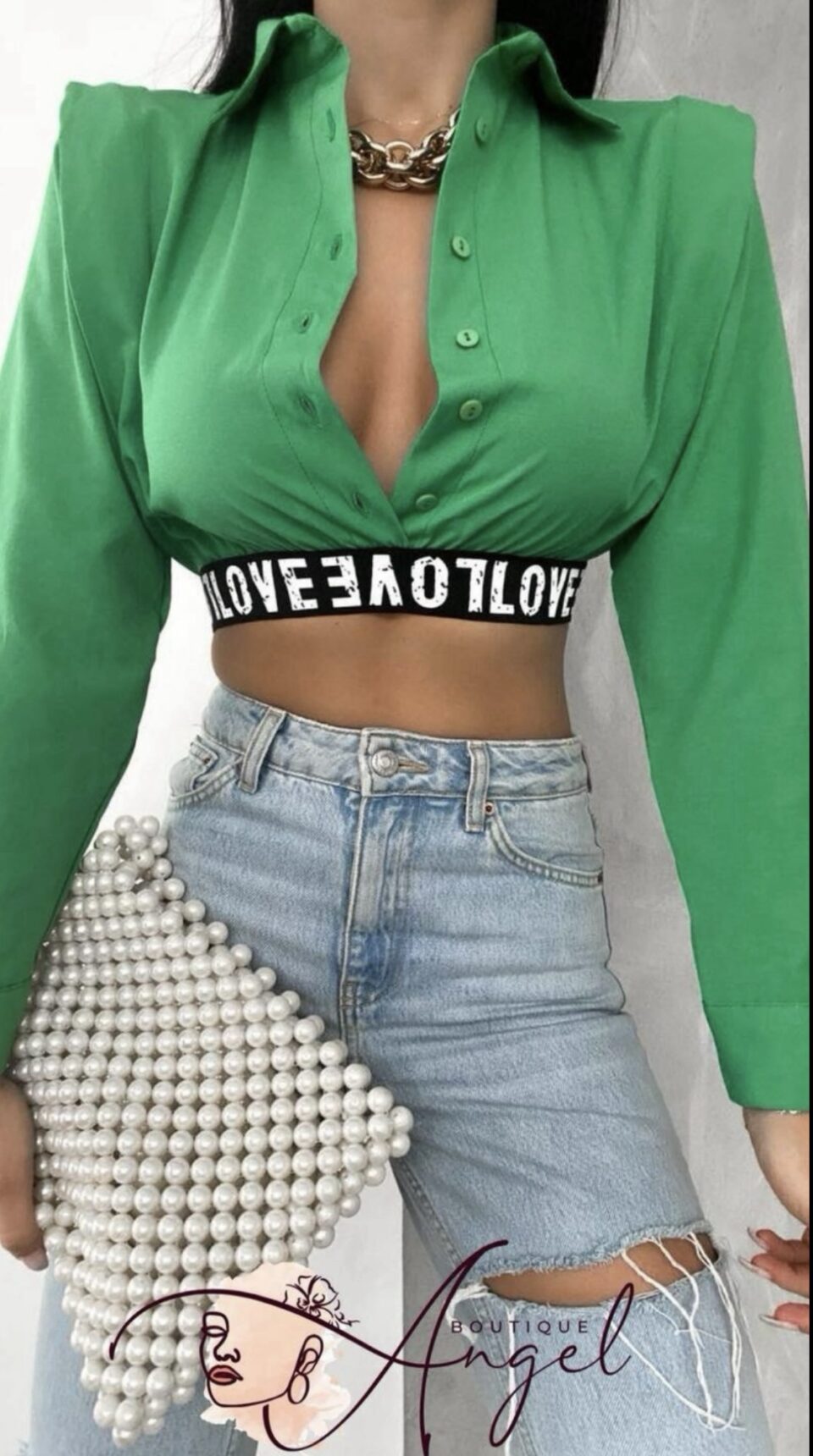 Chemise-Crop-Bande